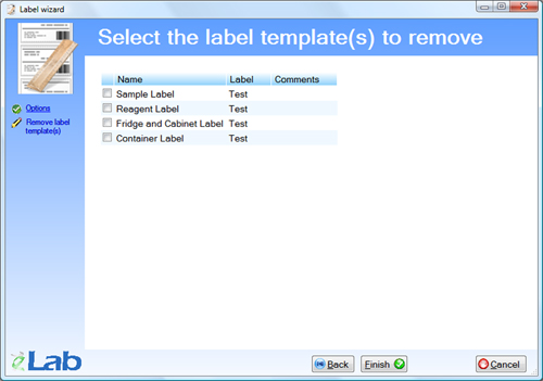 Label wizard - Remove label template