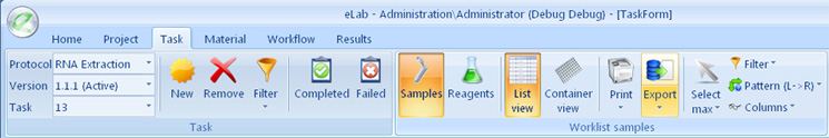 eLab Menu Interface